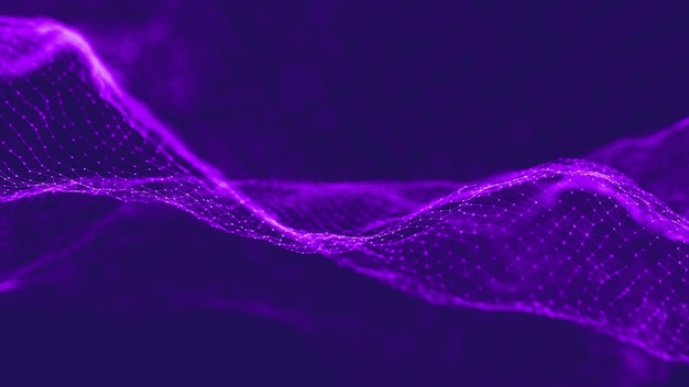 Wave of particles Futuristic dots background with a dynamic wave Big data 3d rendering