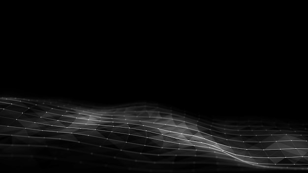 wave with motion dots and lines abstract digital background concept connection big data futuristic technology backdrop 3d rendering