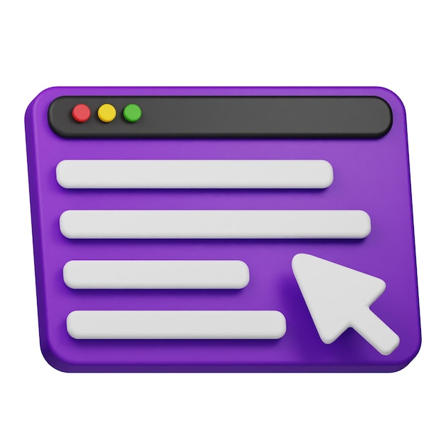 web and cursor 3d icon isolated on the white background