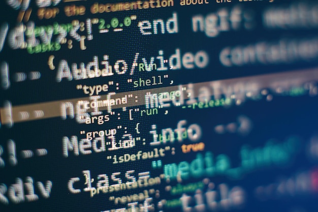Web developing programming language for website coding mixed media background