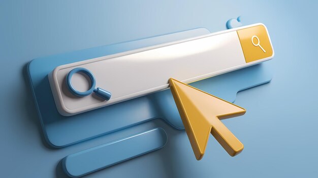 Website Search Bar Template with Browser Navigation Realistic 3D Arrow Cursor Vector Illustration