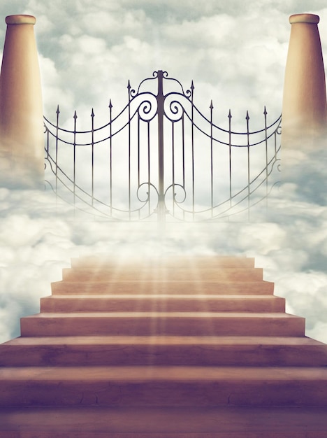 Welcome to the afterlife Shot of the Pearly Gates of Heaven