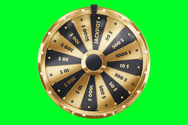 Wheel of fortune isolated on green background Casino concept luck luck gambling gambling establishments 3D illustration 3D Render copy space