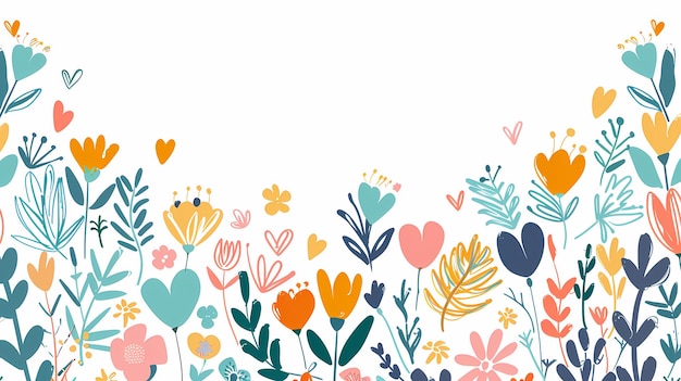 whimsical garden of illustrated flowers in a pastel palette