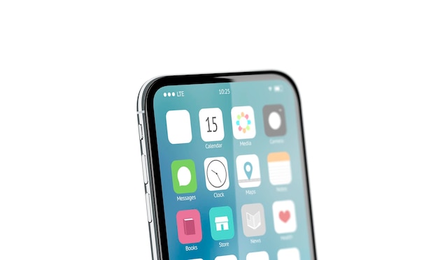 White app icon phone screen mockup Square button on display mock up Mobile interface template
