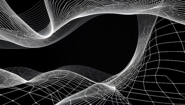 White grid pattern on black background