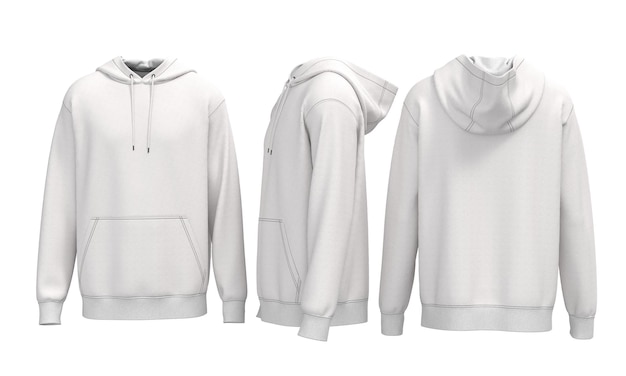 White Hoodie Mockup Front Side and Back Views