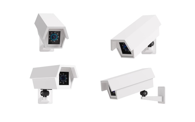 White monitor with different angles 3d rendering