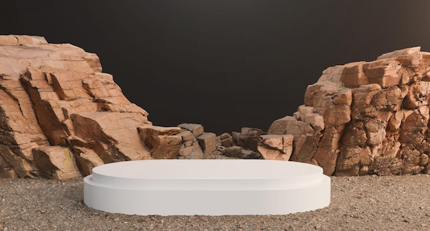 White podium shot for luxury products displays with Red Rock Canyon Landscape for product placement