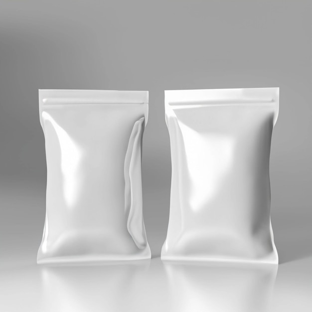 White pouch bags Product package promotion design Blank food snack product foil package advertising