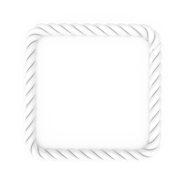 White Rectangle Rope Frame with Blank Space for Your Design on a white background. 3d Rendering