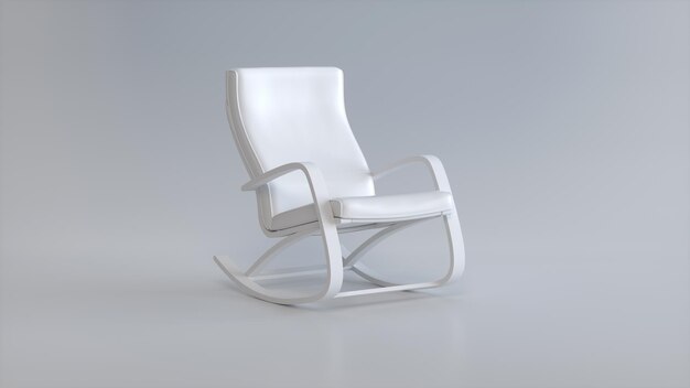 White Rocking Chair on a Soft Gray Studio Background Minimal concept Monochrome Perspective view