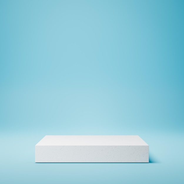 White Squared Product Display Podium on Blue Background