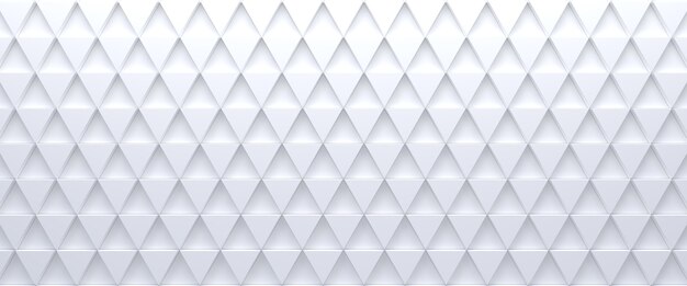White tiled triangular abstract background. Extruded triangles surface. 3d render.
