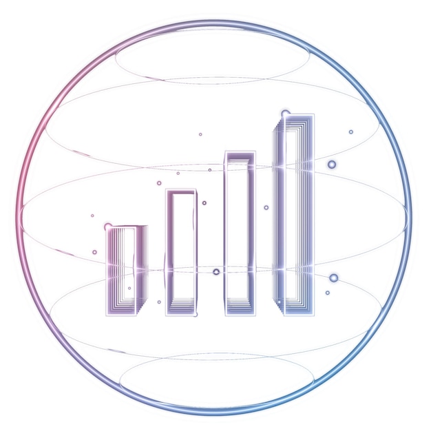 Wifi signal png communication icon technology in neon with bar chart