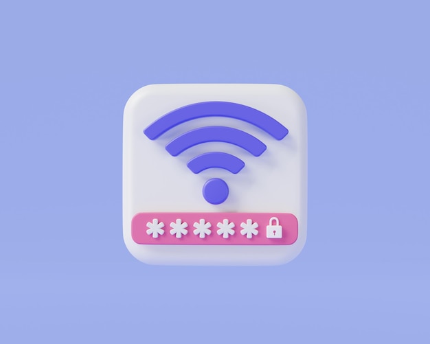 wifi with password icon on pink background wireless internet wifi symbol wireless protection wifi zone wifi connection wifi security wifi access concept 3d minimal render illustration