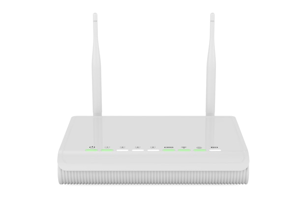 Wireless internet router front view 3D rendering