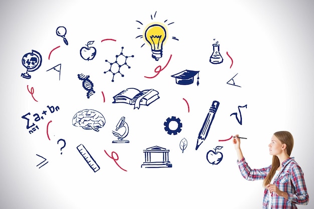 Woman drawing education sketch