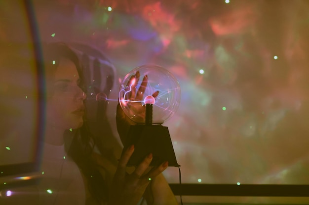 Woman holding crystal ball