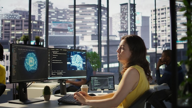 Woman training AI predictive models capable of handling resource intensive tasks