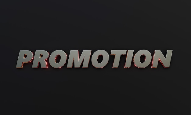 Word Promotion is written on dark background with cinematic and neon text effect 3D Rendering