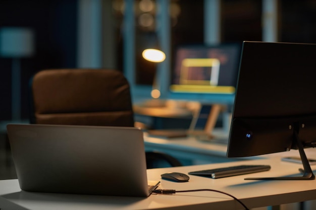 Workplace of developer with computers