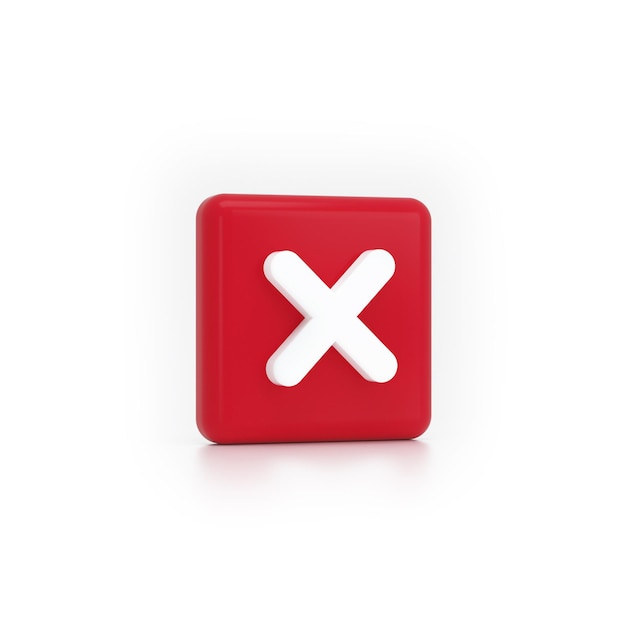 Wrong mark on isolated white background