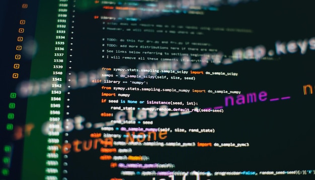 WWW programming Web programming functions on laptop on laptop IT business Python code computer screen Mobile application design Concept
