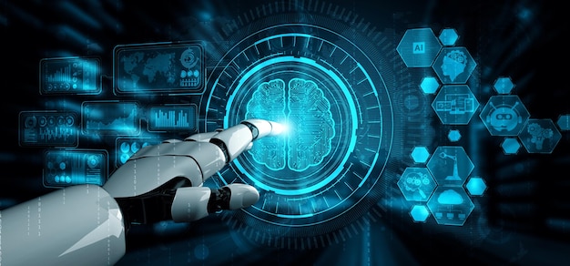 XAI Future artificial intelligence robot and cyborg
