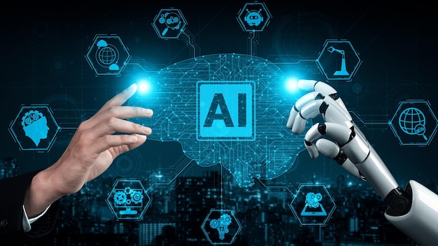 Xai future artificial intelligence robot and cyborg
