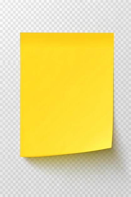 Yellow Blank Memo Sticky Notes Paper with shadow transparent from background Simple Square Geometry form Digital Art High resolution PNG