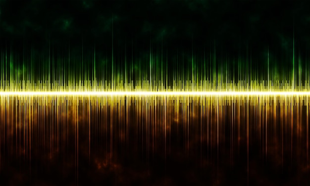 Yellow-green sound wave on a dark background abstract background
