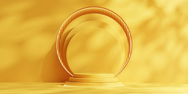 yellow minimal background podium platform for product display presentation advertising 3d rendering