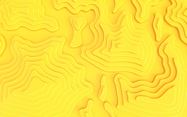 Yellow perspective 3D Topographic map background concept. Topo map. Rendering. 3D rendering abstract