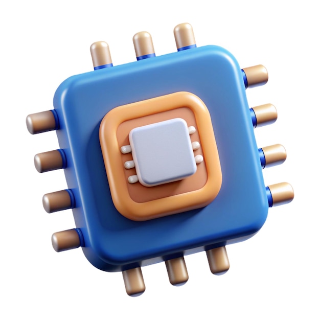 3d ai chip icon representing artificial intelligence and advanced computing