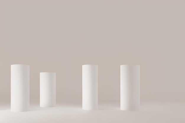 3D Cylindrical Product Podiums With Cream Color Background