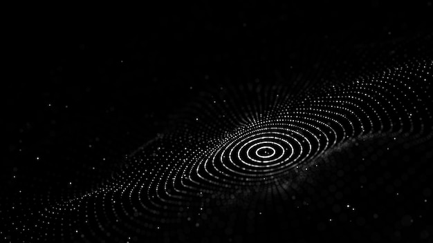 3d digital circular dynamic wave technology smart wave flow digital structure cyber technology background 3d rendering