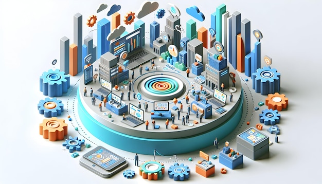 3d flat icon as Tech Ecosystem Creating a thriving tech ecosystem within the business environment i