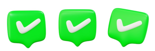3d Green Tick Check mark symbol concept aprroved or yes symbol with green color