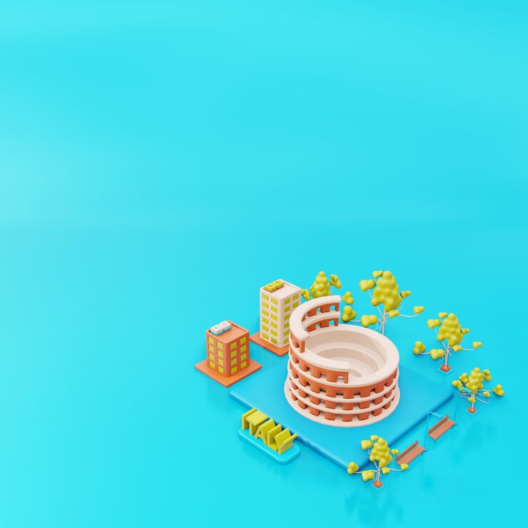 Fotoğraf 3d illustration colosseum as landmark and italy city view and building around