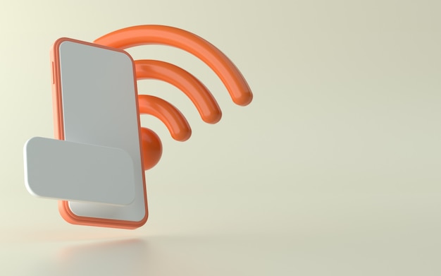 3D Illustration of phone with signal icon