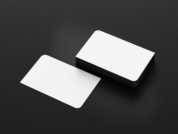 3d illustration white business card on black background