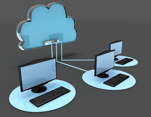 3d internet cloud concept. 3d rendered illustration