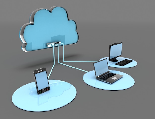 3d internet cloud concept. 3d rendered illustration