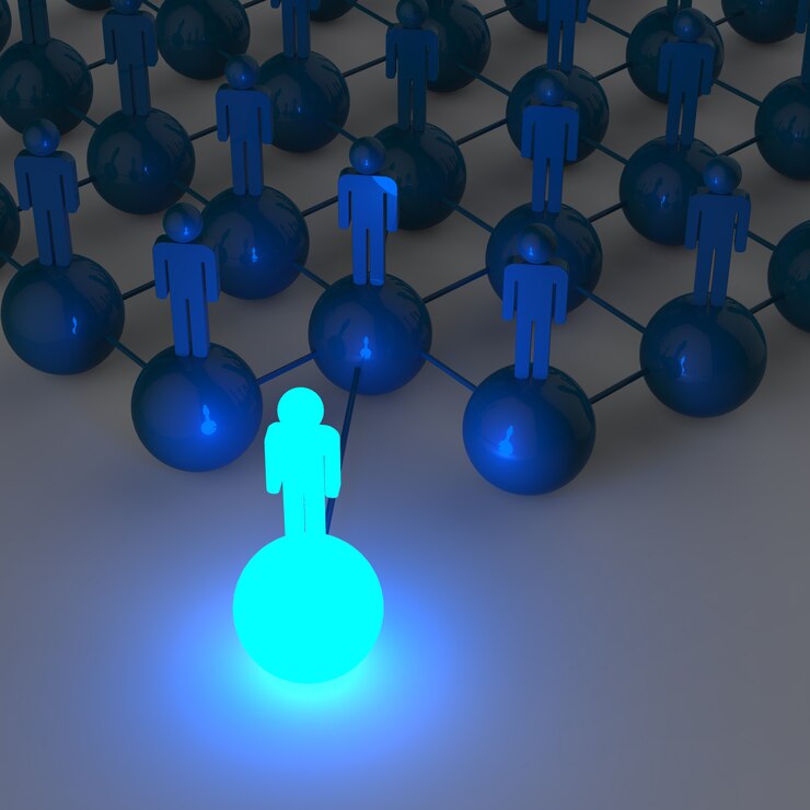Fotoğraf 3d light growing human social network and leadership