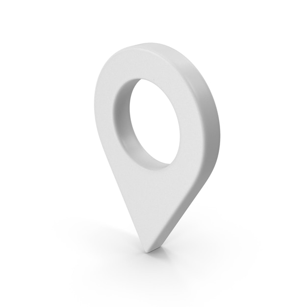 3D Map Pointer Location Map Icon White Texture White location pin or navigation Web location poi