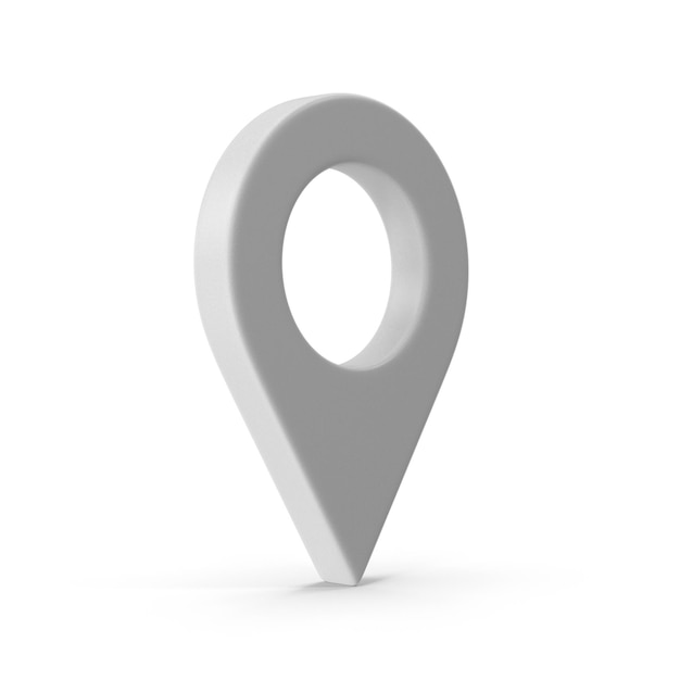 3D Map Pointer Location Map Icon White Texture White location pin or navigation Web location poi