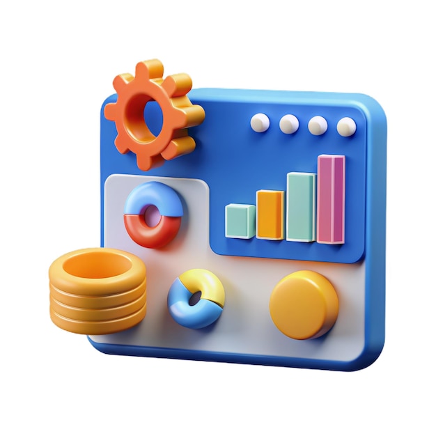 3d Online marketing financial report chart data analysis and web development concept