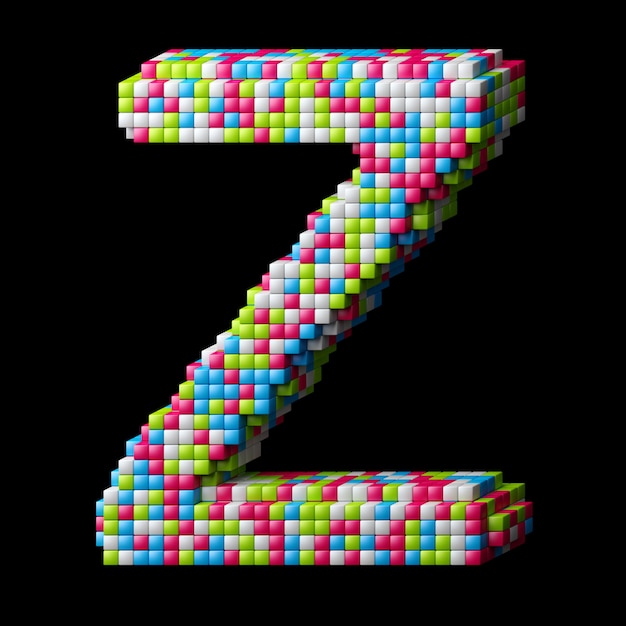 3d pixelated alphabet letter Z