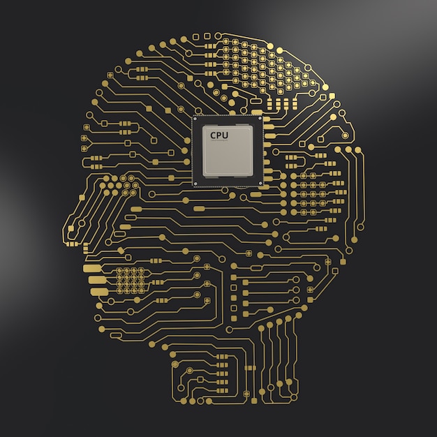3d render AI devre beyinli CPU